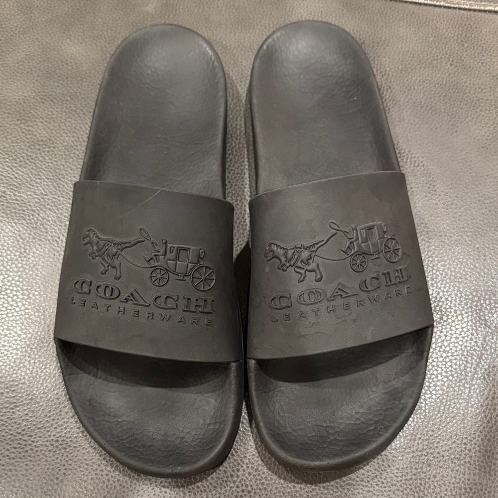 Coach Charcoal Slide Sandals for Men